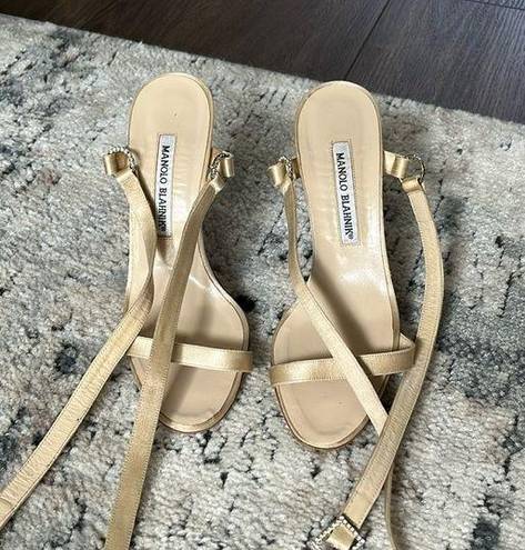 Manolo Blahnik Ankle strap heels in good condition minor signs of wear noted.