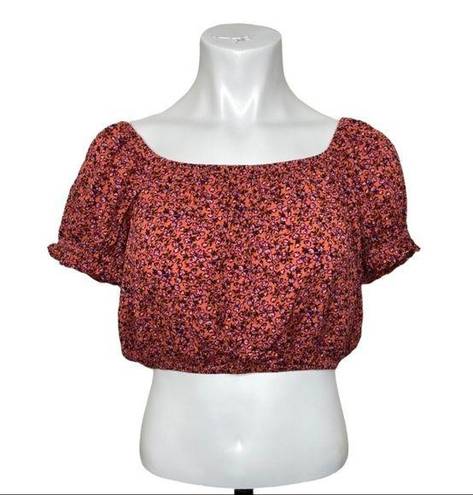 Sky And Sparrow  Coral Floral Crop Top Size Medium NWT