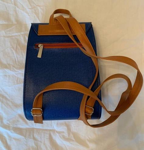 Blue Leather Backpack