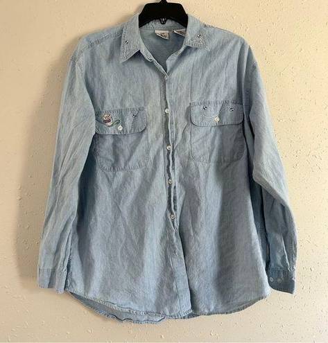 Disney The  Store Vintage Denim Button Down Winnie the Pooh Casual 90s XL