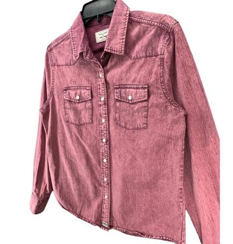 Kimes Ranch  Kaycee Shirt Womens M Wine Purple Pearl Snap Pockets Western Top