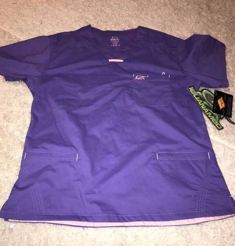 Iguana Med Scrub Top Purple Size L