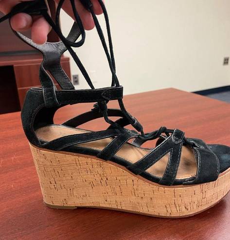 Frye strappy lace up platform sandal