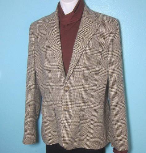 Polo  Ralph Lauren VINTAGE Silk Blazer Womens Size 10 Glen Plaid Houndstooth