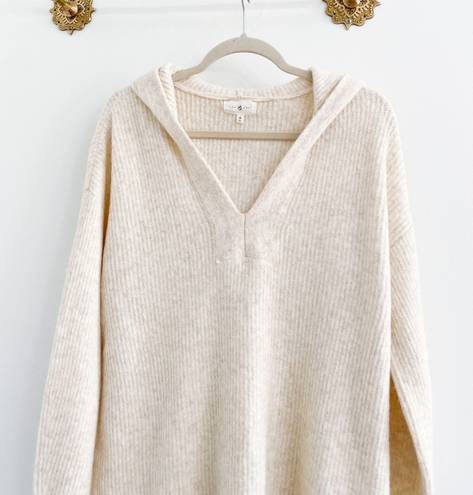 Lou & grey Cream Ribbed Tunic Sweater Hoodie