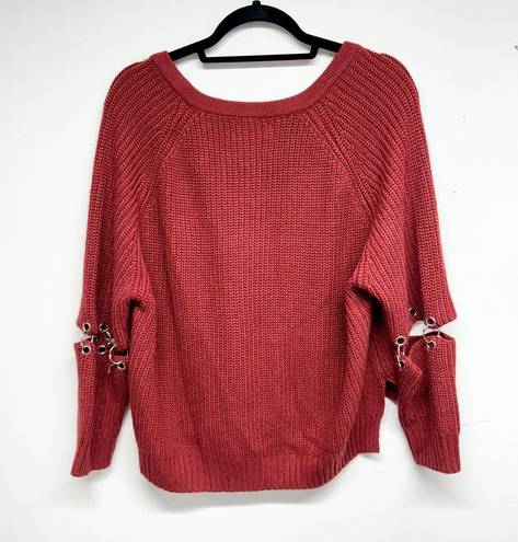 SEEK the Label  Women Red Oversized Distressed Sweater Size Small