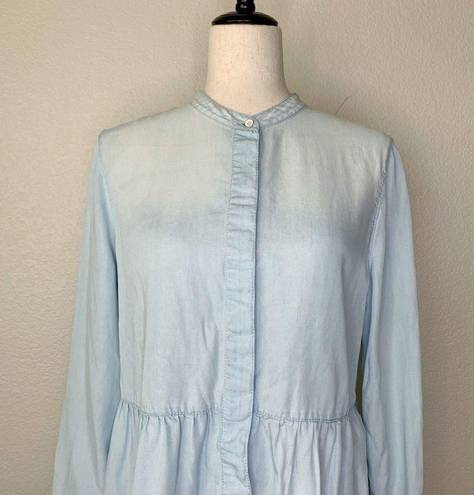 Caslon  100% Lyocell Chambray Bleach Button Down Peplum Top