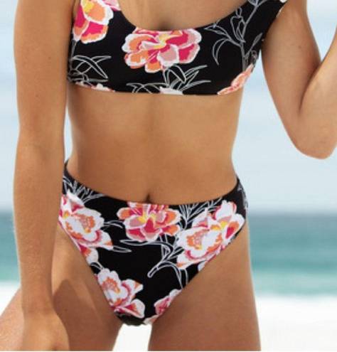 Roxy NWT  Printed Beach Classics High Waist High Leg Bikini Bottom Floral