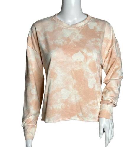 Grayson Threads  Lounge Set Orange White Tie Dye Heart Print Long Sleeve Shorts