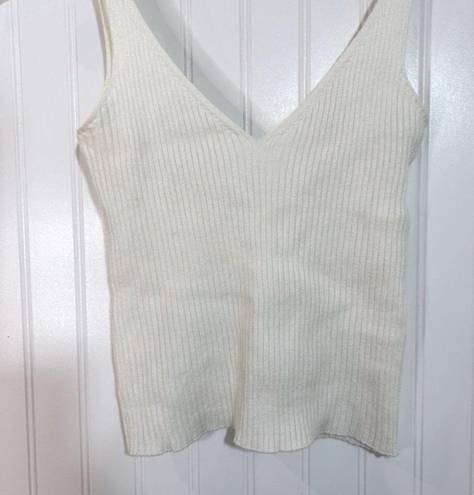 Debut Women's Ribbed Knit Tank Top Cream Sz S/M