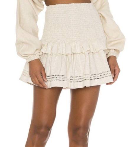 Spell & The Gypsy Collective  Lola Ruched Metallic Mini Skirt Biscuit NWT Size XS