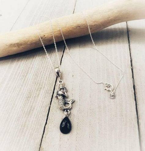 Onyx Mermaid Black  Sterling Silver Necklace