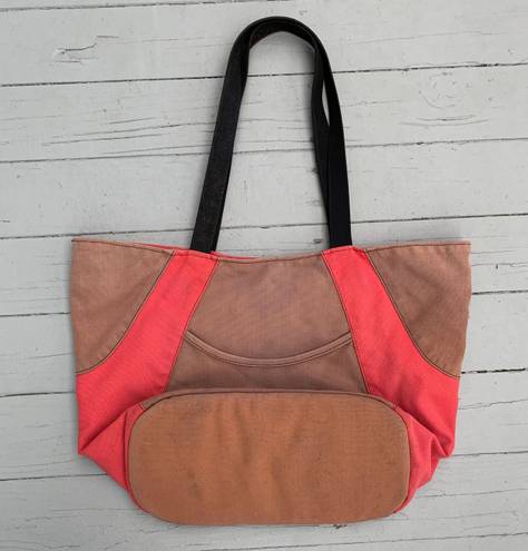 Equipment Tan/Pink Cotton Overland  Tote Bag Purse