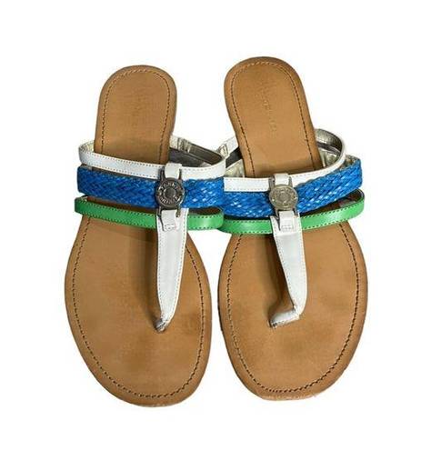 Tommy Hilfiger  Blue Green White Logo Thong Sandal