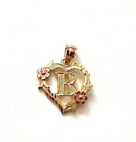 Tehrani Jewelry 14k solid gold Initial B heart Charm | letter B Charm | Birthday gift | Initial Necklace | Mother's Day | Mother's Day gift |