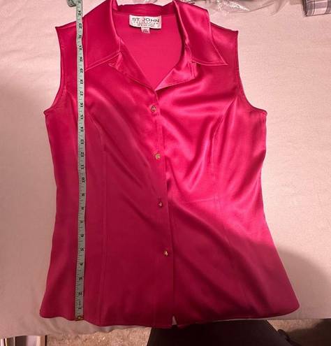 St. John  Hot Pink Sleeveless Button Down Blouse