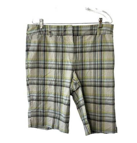 Krass&co New York  Green & Gray Plaid Bermuda Shorts Women's 16