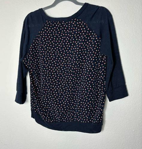 The Moon NWT Olivia Navy Sheer Sleeve Blouse Medium