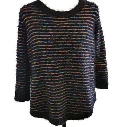 John Paul Richard  Petite Medium Super Soft 3/4 Sleeve Striped Sweater