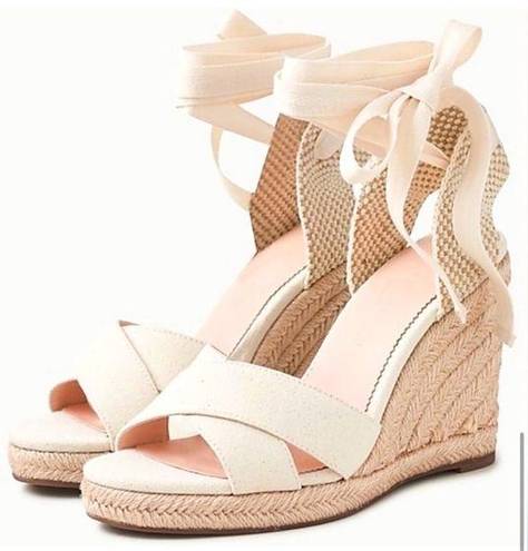 J.Crew  Lace-Up Canvas & Leather Espadrille Wedges size 9