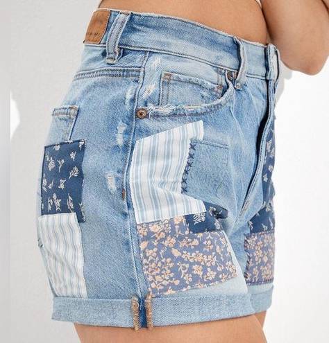 American Eagle  Patchwork Distressed Rolled Cuff Denim Shorts 8