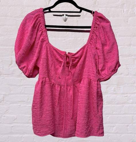 Bubblegum Future Collective Square Tie Neck Top Blouse  Pink Size medium