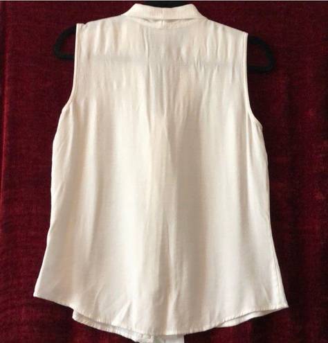 Calvin Klein Sleeveless Tie Front Blouse Cream