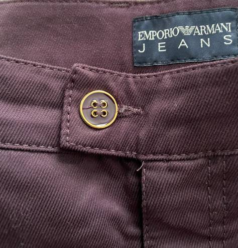 Emporio Armani New Sabrina Maroon Burgundy Cropped Slim Skinny Jeans, size 28”