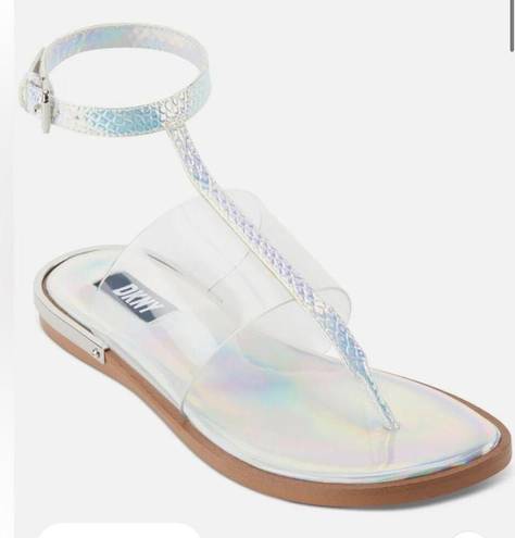 DKNY  Ava Iridescent Ankle Strap Thong Sandals, NEW, Size 6, MSRP $120