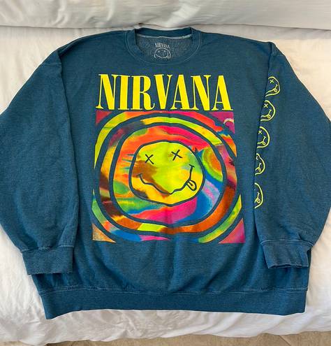 Urban Outfitters Nirvana Smile Overdyed Crew Neck Sweatshirt