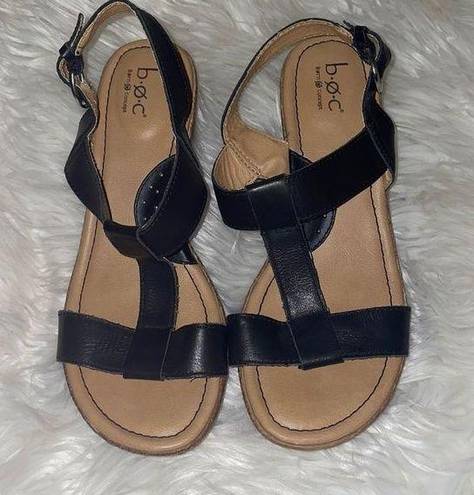 Born concept b.o.c.  Black Wedge T-strap Sandals