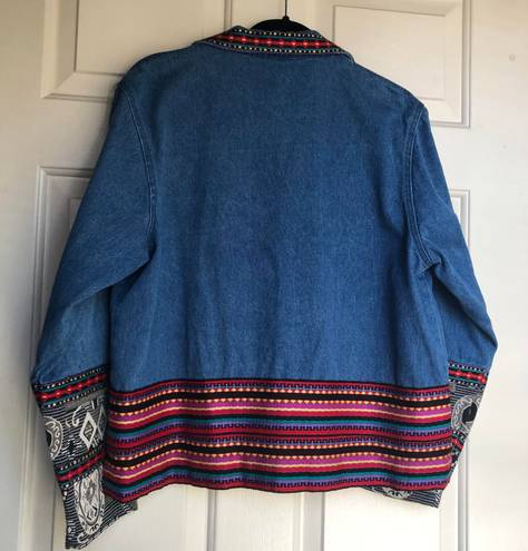 Coldwater Creek VINTAGE EMBROIDERED BOHO DENIM JACKET SOUTHWESTERN