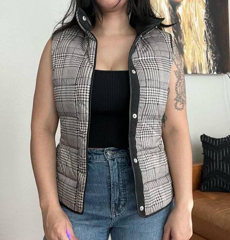 Banana Republic NWT  Down Herringbone Plaid Puffer Vest button front size XS