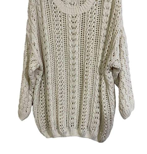 Umgee  Crochet Sweater Open Knit Size 1X Cream Pullover