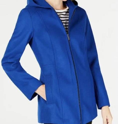 London Fog  NWOT River Blue Wool-Blend Zip Up Hooded Casual Pea Coat Small