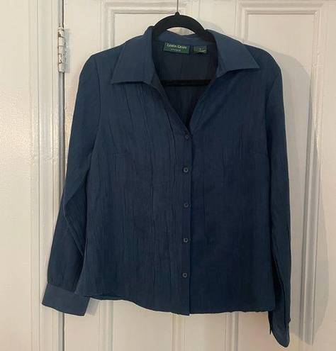 Lemon Grass Studio  Vintage Teal Suede Textured Button Down Sz L