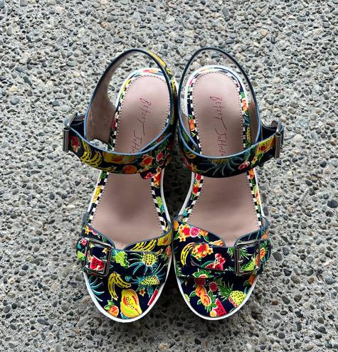 Betsey Johnson Fruit Pattern Platform Sandals