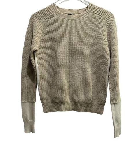 Bobi  Beige Side Stripe Cashmere Sweater Size Small