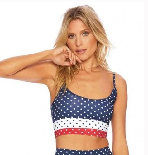 Beach Riot NEW  Eva Cropped Tank Bikini Top Polka Dot Red White Blue Size Small