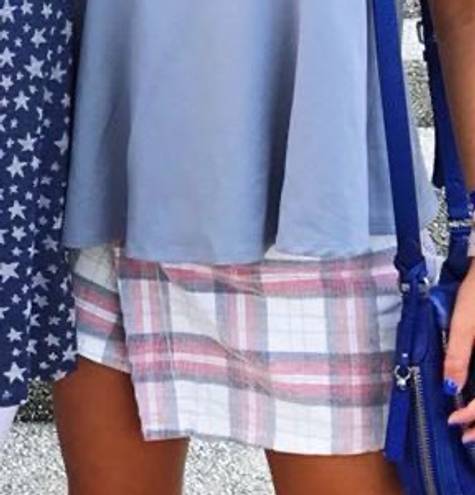 Silence + Noise Red White And Blue Plaid Skort