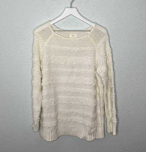 Lou & grey Cream Loop Stitched Striped Knit Sweater