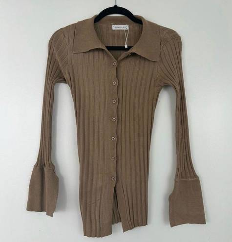 Rumor Boutique LF Rumours NYC Button Down Beige/Taupe Cardigan Small