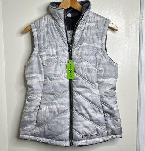 Free Country  Cloud Lite Reversible Vest Women’s Small Zip Up silver Gray New!