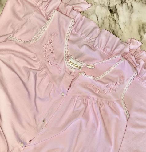 Vintage NICOLE baby pink maxi Nightgown Large