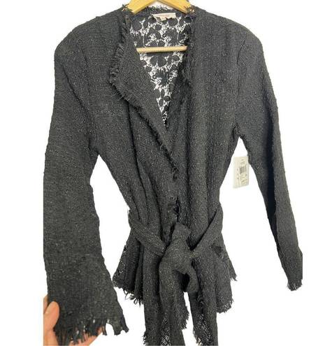 039 NWT Stella + Ginger Lace Boucle Wrap Jacket Black Size Small