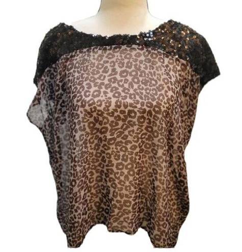 Vintage Havana NWT! Leopard and sequins!  size Medium sheer blouse