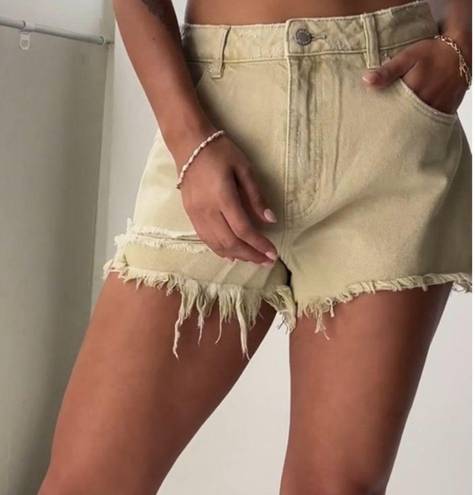 Rolla's Rolla’s “Dusters” high rise slim distressed denim shorts Layla stone tan khaki