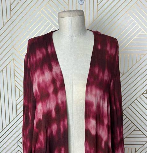 Torrid  Wine Tie Dye Gauze Long Kimono Plus Size 1X