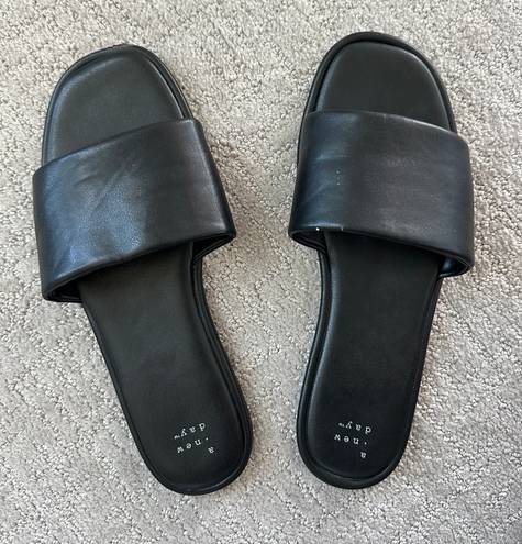 A New Day Black Leather Sandals