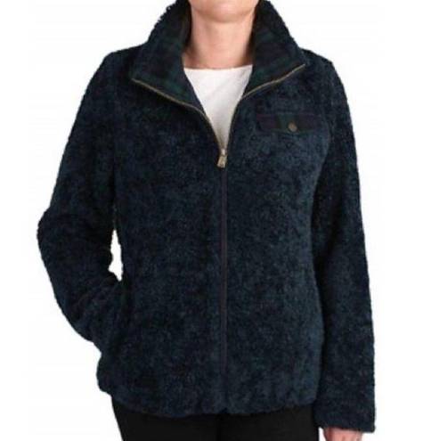 Pendleton  Women Fuzzy Full Zip Sherpa Blue Jacket Teddy Plaid Size Medium